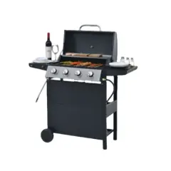 SEVOBAL Outdoor Grills, Griddles and Smokers 4 Burner Propane Gas Grill, BTU Outdoor BBQ with Foldable Side Tables, Black, 27.2"*18.1"*15"