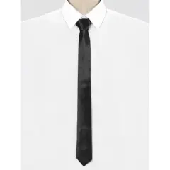 Allegra K Men's Skinny Ties Satin Solid Self-tied Necktie for Wedding Business