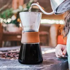 GROSCHE AMSTERDAM Pour Over Coffee Maker with Double Layer Permanent Stainless Steel Coffee Filter, 28.7 fl oz. Capacity