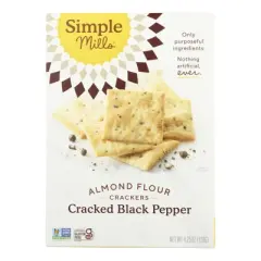 Simple Mills Cracked Black Pepper Almond Flour Crackers - Case of 6/4.25 oz