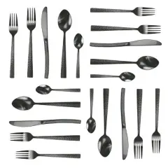 20pc Stainless Steel Baily Silverware Set Black - MegaChef: Flatware Set, Service for 4, Dishwasher-Safe