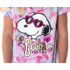 Peanuts Girls' Snoopy So Fab Tie Dye Pajamas Shirt And Shorts Pajama Set Tie-Dye