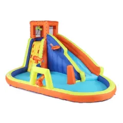 Banzai Inflatable Battle Blast Adventure Park w/ Blower Motor & 3 Water Cannons and Battle Bop Combo w/ Inflatable Gloves & Body Bumpers, 2 Pairs Each