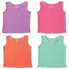 Sportoli Sportoli Girls Ultra Soft 100% Cotton Tagless Tank Undershirts 4-Pack