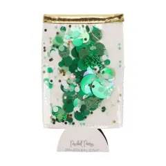 Packed Party Spirit Squad Confetti Skinny Can Cooler, Insulated Metal Can Drink Holder for Tailgate, Pool or Beach (Green with Envy)