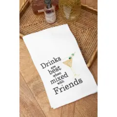 C&F Home "Drinks Are Best With Friends" Waffle Weave Dishtowel
