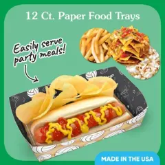 Big Dot of Happiness Volleyball Party Paper Food Trays, Disposable Double-Sided Paper Food Holders for Nachos, Hot Dogs, French Fries - 12 Ct