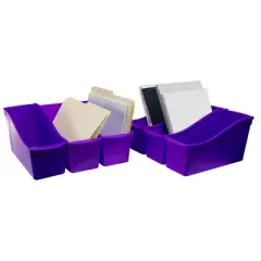 Storex Large Book Bin, Purple, Pack of 6