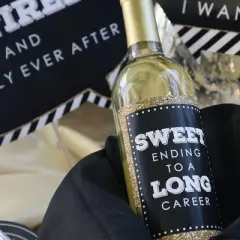 Big Dot of Happiness Happy Retirement - Retirement Party Decorations for Women and Men - Wine Bottle Label Stickers - Set of 4