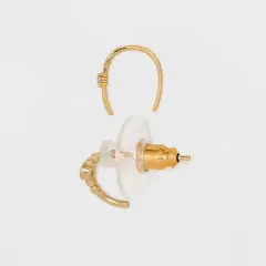 14K Gold Plated Beaded Hoop Cubic Zirconia Earring Set 2pc - A New Day&trade;