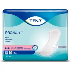 TENA ProSkin Moderate Unisex Incontinent Pad Regular Length 11" L 41309, Moderate, 72 Ct