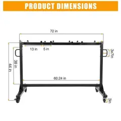 Folding Chair Dolly Cart on Wheels, Adjustable Metal Rack with Cover, Holds Chairs or Tables