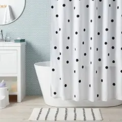 Dot Textured Kids' Shower Curtain Black - Pillowfort&trade;