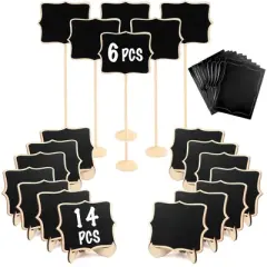 LotFancy 20 Pack Wood Mini Chalkboard Signs, Food Labels for Party Buffet, Black