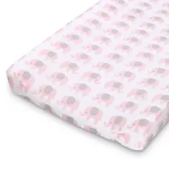 The Peanutshell  Changing Pad Covers - Pink and Gray Elephants/Pink Hearts 2pk
