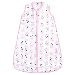 Hudson Baby Infant Girl Muslin Cotton Sleeveless Wearable Sleeping Bag, Sack, Blanket, Clouds And Hearts