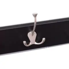 BirdRock Home Tri Hook Coat Rack - 3 Hooks - Wall Mount Hat Rack - Black Finish - Satin Nickel Hooks