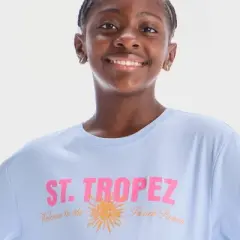Girls' Oversized St.Tropez Graphic T-Shirt - art class&trade; Blue