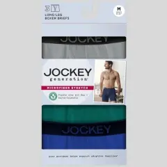 Jockey Generation&trade; Men's Long Leg Boxer Briefs 3pk - Blue/Gray/Dark Teal Green