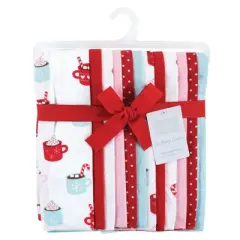 Hudson Baby Infant Girl Cotton Flannel Burp Cloths Bundle, Hot Cocoa, One Size