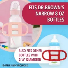 Impresa [4 Pack] Pink Bottle Handles for Dr Brown Baby Bottles - Baby Bottle Holder for Easy Grip