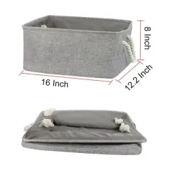 PiccoCasa Household Fabric Closet Blanket Box Container Organizer Decorative Storage Bins 16" x 12.2" x 8" Gray 1 Pc