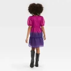 Girls' Short Sleeve Ombre Sparkle Dress - Cat & Jack&trade; Magenta Pink