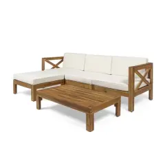 INFURNIC Patio Seating Sets Modern Outdoor Furniture Set Featuring Unique Design,Perfect for Gardens, Living Spaces, Beige, 81.5"*53.5"*24"