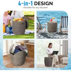 VINGLI 9.5 Gallon Outdoor Deck Box, Waterproof Outdoor Storage Box with Removable Lid, Small Storage Bin Container for Patio and Poolside