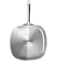 Gotham Steel 9.5" Stainless Steel Square Nonstick Fry Pan with Stay Cool Handle