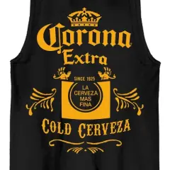 Corona Extra Cold Cerveza Logo Crew Neck Sleeveless Black Men's Tank Top