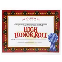 Hayes High Honor Roll Certificate 8.5" x 11" Pack of 30 (H-VA586)