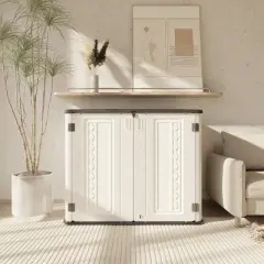 Syemin Storage Shed, Waterproof Storage Shed, Double Shelves for Cleaning Tools and Garden Accessories, White, 50"*29"*41"