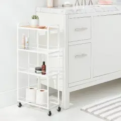 Skinny Storage Cart Matte White - Brightroom&trade;: Iron Utility Cart, No Assembly, Narrow Profile