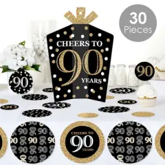 Big Dot of Happiness Adult 90th Birthday - Gold - Birthday Party Decor and Confetti - Terrific Table Centerpiece Kit - Set of 30