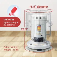 Sengoku KeroHeat Efficient Indoor Outdoor Portable Travel Convection Kerosene Space Heater with Automatic Safety Shut Off, 23,500 BTU, 3 Pack, White