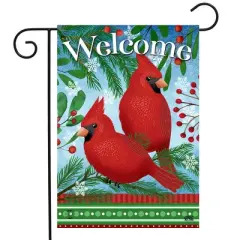 Welcome Cardinals Winter Garden Flag 18" x 12.5" Briarwood Lane