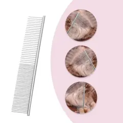 Unique Bargains Pet Grooming Comb 7.48"x1.57" Silver Tone 1 Pc
