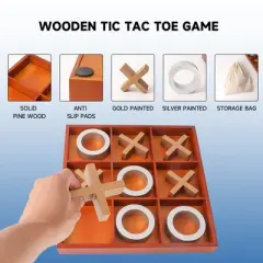 GSE 14" Giant Wooden Tic-Tac-Toe Game Set, Classic Family Travel Board Game for Kids and Adults