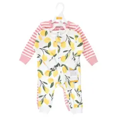 Hudson Baby Infant Girl Cotton Sleep and Play, Lemon