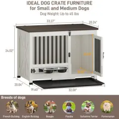 33-Inch Dog Kennel Portable Solid Wood Dog Cage
