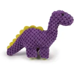 goDog Checkers Just for Me Dinos Bruto Squeaky Plush Dog Toy, Chew Guard Technology - Purple, Mini