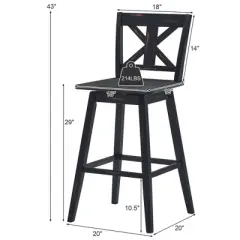 Costway 4PCS Swivel Bar Stools 29'' Counter Height Chairs w/ Footrest
