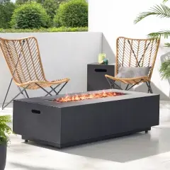 GDFStudio JasmineOutdoor 50,000 BTU Rectangular Fire Pit with Tank Holder, Brushed Black