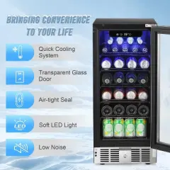 ZAFRO 2.9 CuFt Beverage Cooler, 115-Can, Quiet, Glass Door, Safety Lock, Stainless Handle