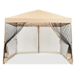 10x10ft Instant Pop-Up Canopy Tent &ndash; Waterproof with Sidewalls & Wheeled Bag for Beach, Parties, Outdoor (White)