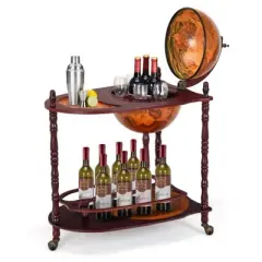 MOEPISY Vintage Globe Rolling Wine Rack with Extra Shelf