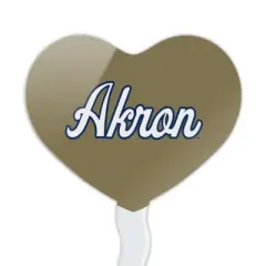 University of Akron Secondary Heart Love Cupcake Picks Toppers Decoration Set of 6
