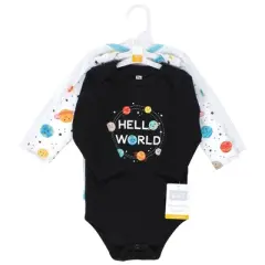 Hudson Baby Unisex Baby Cotton Long-Sleeve Bodysuits, Happy Planets 3-Pack