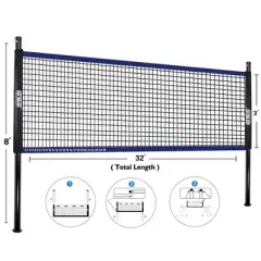 GSE Badminton/Volleyball Combo Set with Net, Volleyball with Pump, 4 Badminton Rackets, 3 Shuttlecocks & Carrying Bag (Portable/Professional)